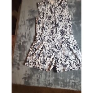 Michael Kors Sleeveless Romper Women's Size S Black White Elastic Waist Button
